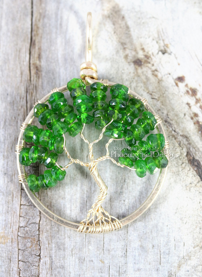 14k gf Chrome Diopside Tree of Life Pendant by PhoenixFire Designs on Etsy