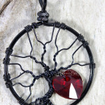 black wire wrap tree with crystal heart