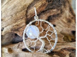 Rainbow Moonstone Full Moon Tree of Life pendant by PhoenixFire Designs