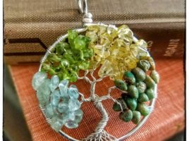 Birthstone Family Tree of Life Pendant, Mother's Day gift idea for her, handmade gemstone jewelry by PhoenixFire Designs, OOAK, custom and personalized to order.