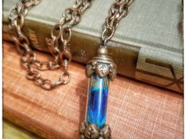 Steampunk inspired peacock vial apothecary copper necklace pendant locket by PhoenixFire Designs